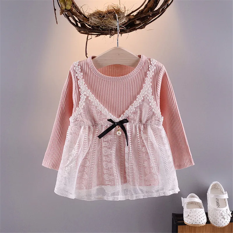 Новинка детское осеннее платье из гренадина бальное принцессы цельное с бантом