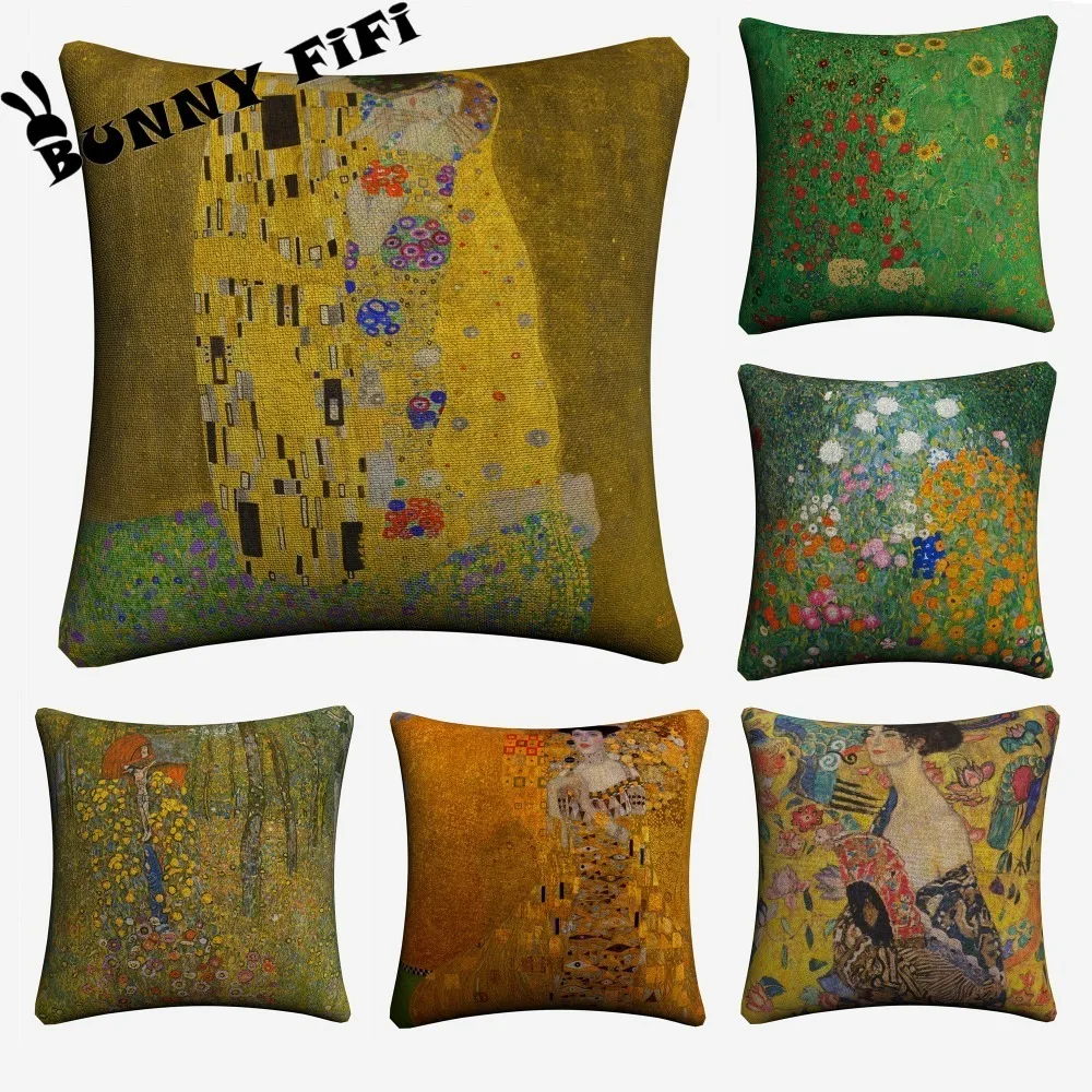 Gustav Klimt декоративное хлопковое белье Чехол для подушки 45x45 см дивана Наволочка на