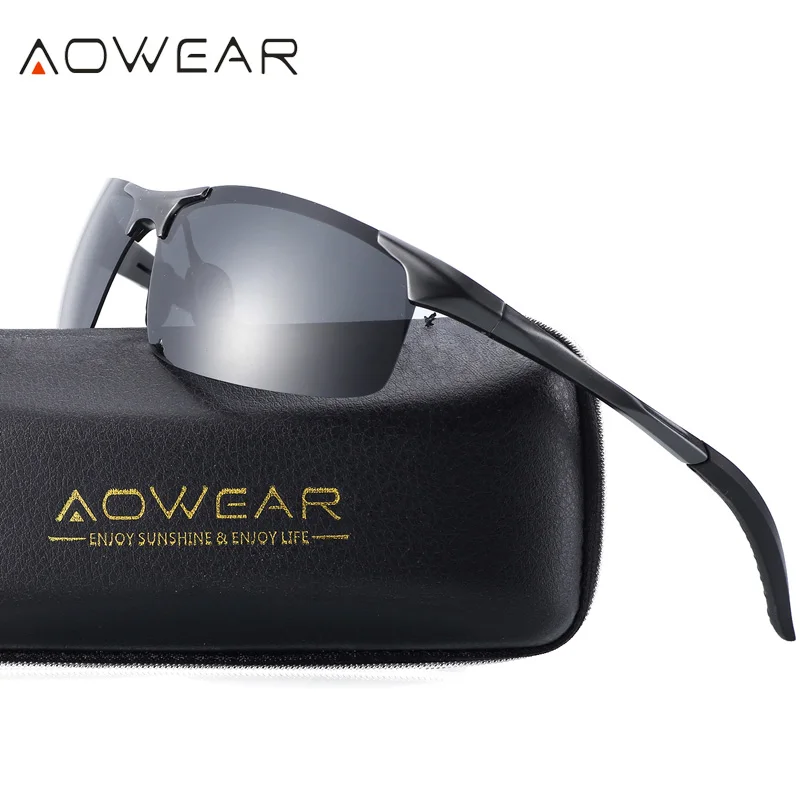 Солнцезащитные очки AOWEAR поляризационные мужские зеркальные для спорта на