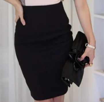 skirt New Women's Casual Faldas Spring Summer OL Pencil Knee-Length High Waist Skirt Slim Straight Saia 10 color Plus Size Short - Цвет: skirt