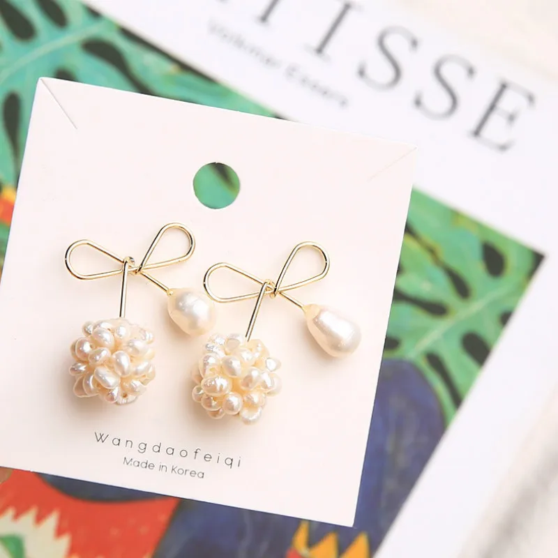 Жемчужные серьги с бантом модные ювелирные изделия для вечеринок элегантные