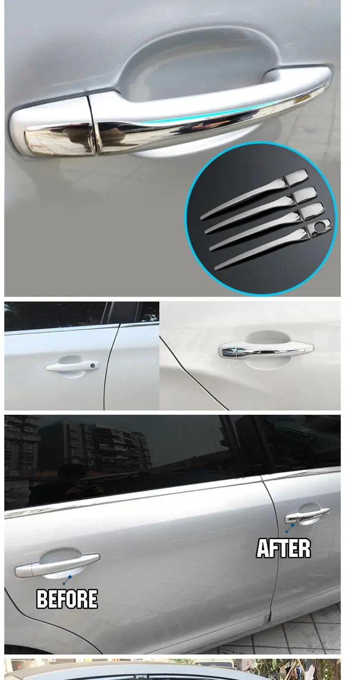 Подходит для PEUGEOT 2008 3008 207 308 407 CITROEN C4 C6 хромированная дверная ручка Крышка отделка молдинг колпачок из нержавеющей стали ободок накладной протектор