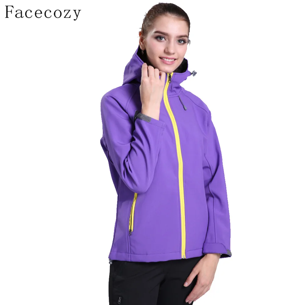 women purple Facecozy для женщин и мужчин осень зима Спорт на открытом воздухе флисовая куртка пары ветрозащитная внутренняя флисовая походная кемпинг пальто одежда - Цвет: women purple