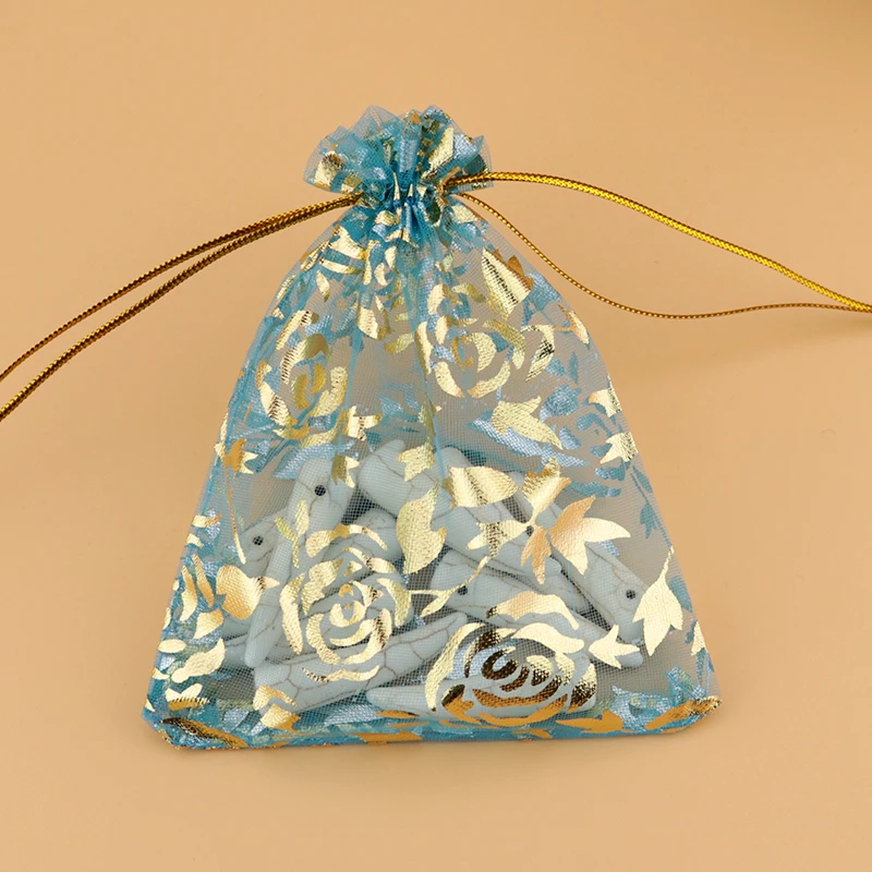 Сумки из органзы с изображением озера синей розы сумки для украшений и упаковки