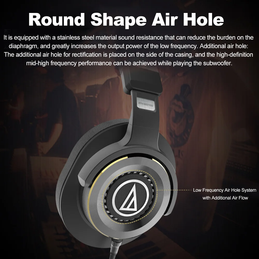 Audio-Technica ATH-WS1100iS Portable HiFi Headsets Solid Bass Over-ear Headphones 3.5mm Wired Earphones with Mic Hi-Res