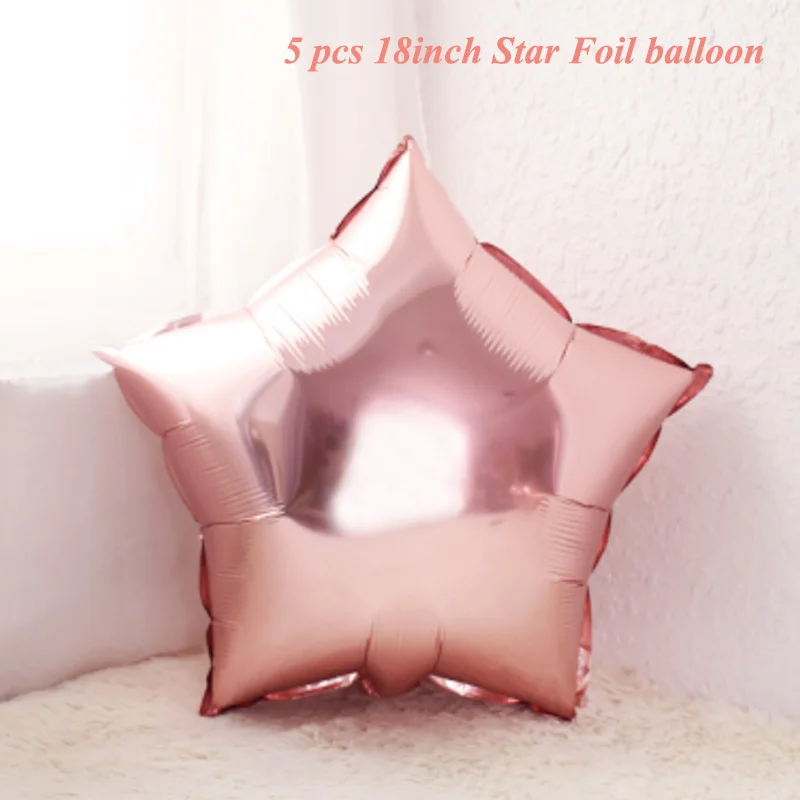 5pcs Star balloons Розовое золото Тема воздушный шар алмаз квадратный шампанское фольга воздушные шары для свадьбы вечеринки декор латексные шары для дня рождения украшения - Цвет: 5pcs Star balloons