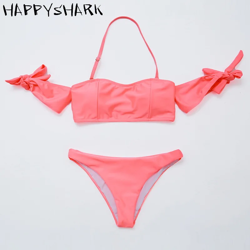 Женский комплект бикини HAPPYSHARK летний купальник с коротким рукавом и завязкой