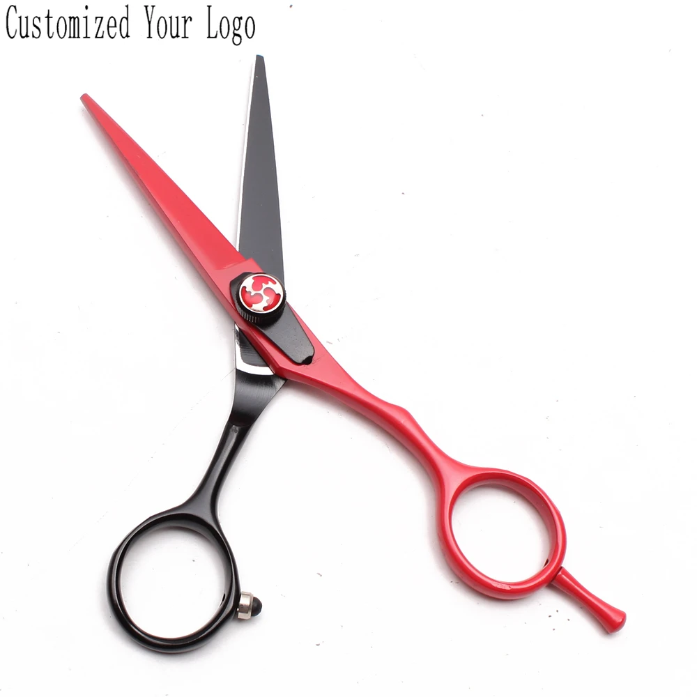 6 дюймов. Ножницы из нержавеющей стали с логотипом на заказ красные и черные для