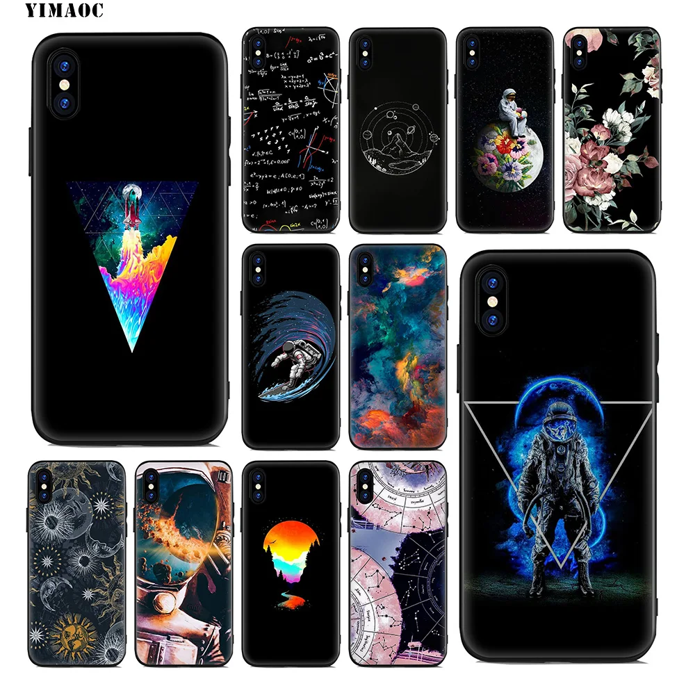 YIMAOC Space Astronauta Soft Silicone Case for iPhone 11 Pro Xr Xs Max X or 10 8 7 6 6S Plus 5 5S SE |