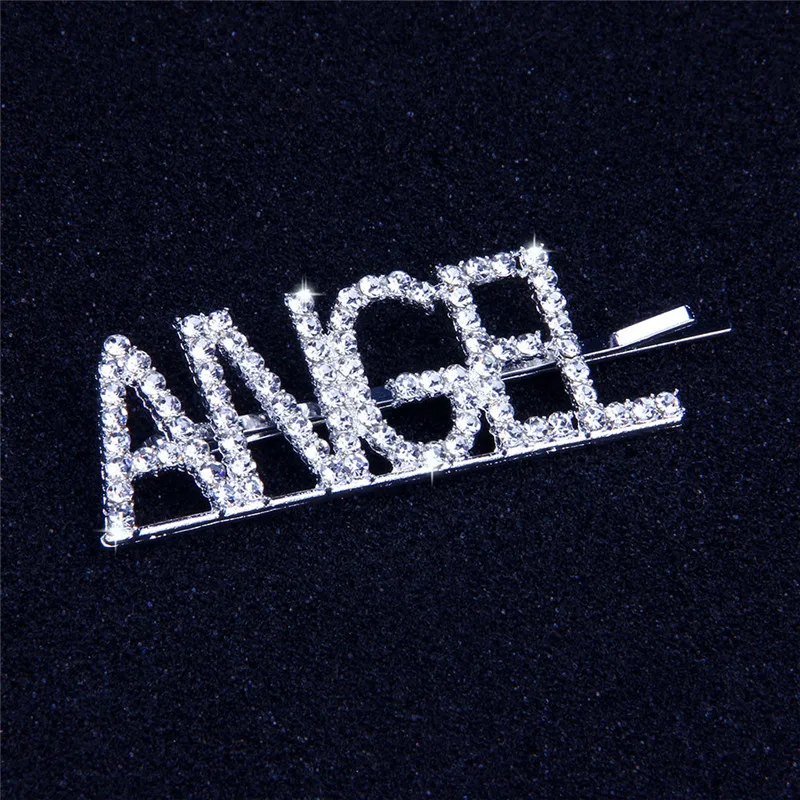 ANGEL Горячие модные заколки для волос с буквенным словом со стразами заколки для волос орнамент заколки-пряжки аксессуары для волос - Цвет: ANGEL
