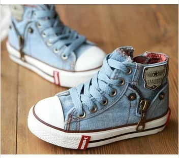 2015 умные джинсовые кроссовки с высокой боковой молнией женские детские ботинки
