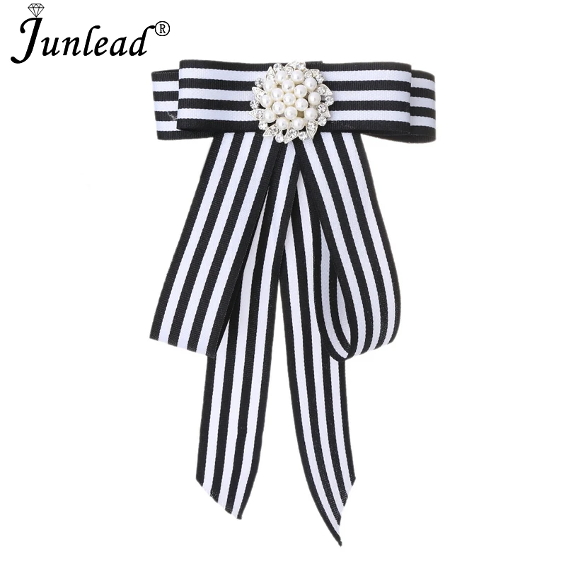 Женские классические галстуки бабочки Junlead весенние с большой полосой и розовым