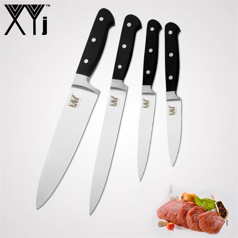 B.4 Pcs Set XYj нож из нержавеющей стали, кухонные ножи, инструменты " 5" " 3,5", нож для очистки овощей Santoku, нож для нарезки хлеба, новое поступление - Цвет: B.4 Pcs Set