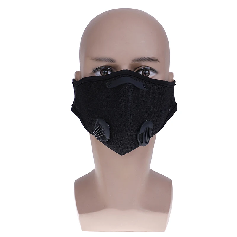 Хлопок PM2.5 анти-дымовая Маска дыхательный клапан Анти-пыль рот маска Активированный уголь фильтр респиратор рот Муфельная черная маска лицо - Цвет: BK