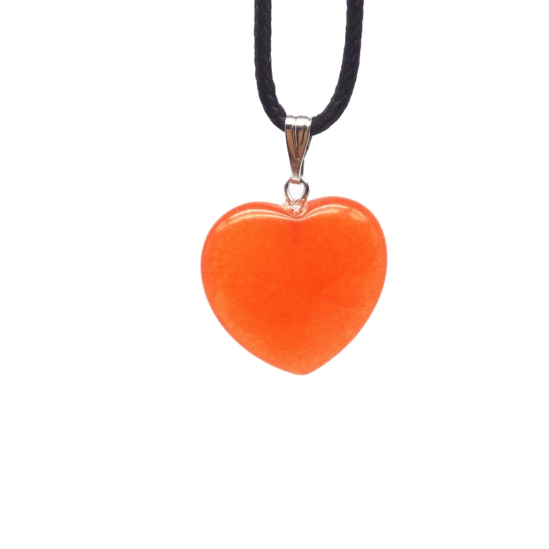 orange jade 25 цветов камень шарик сердце очарование модное ожерелье подарок черный шнур провод Веревка Цепь Лава опал оникс Jaspers аметисты нефрит и т. Д - Окраска металла: orange jade