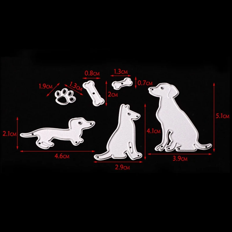 6 шт./компл. Lovey Dogs трафареты для резки металла Сделай Сам собака следы кости