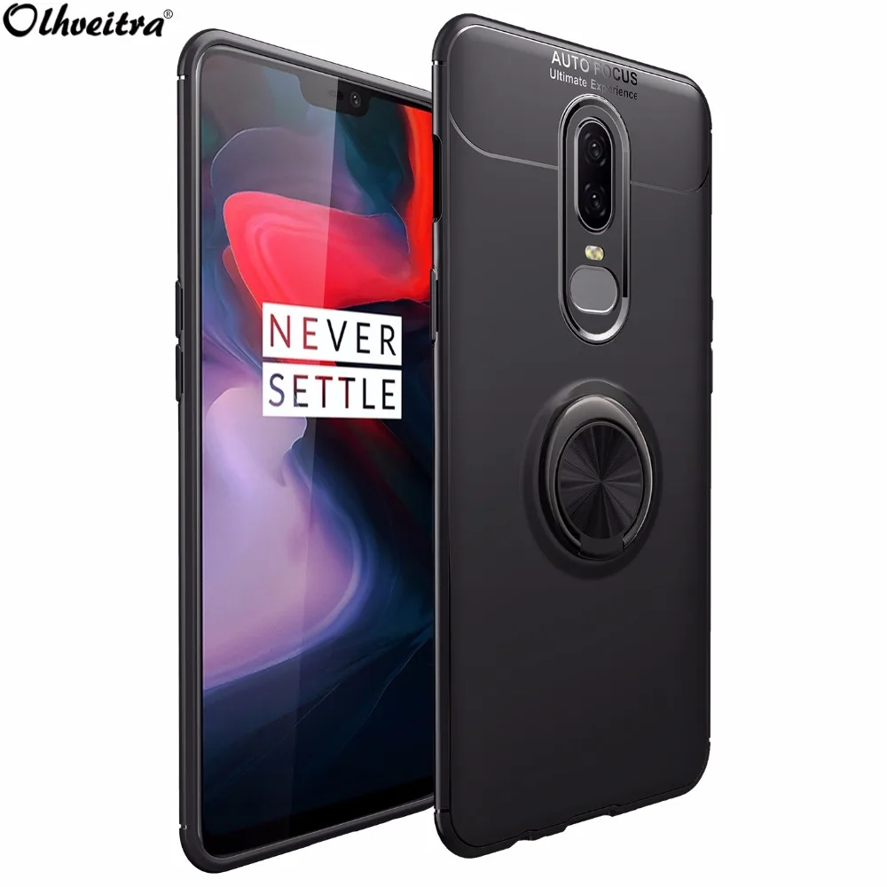 Чехол Oneplus 6 из ТПУ для One Plus с кольцом держателем на палец Матовый Мягкий
