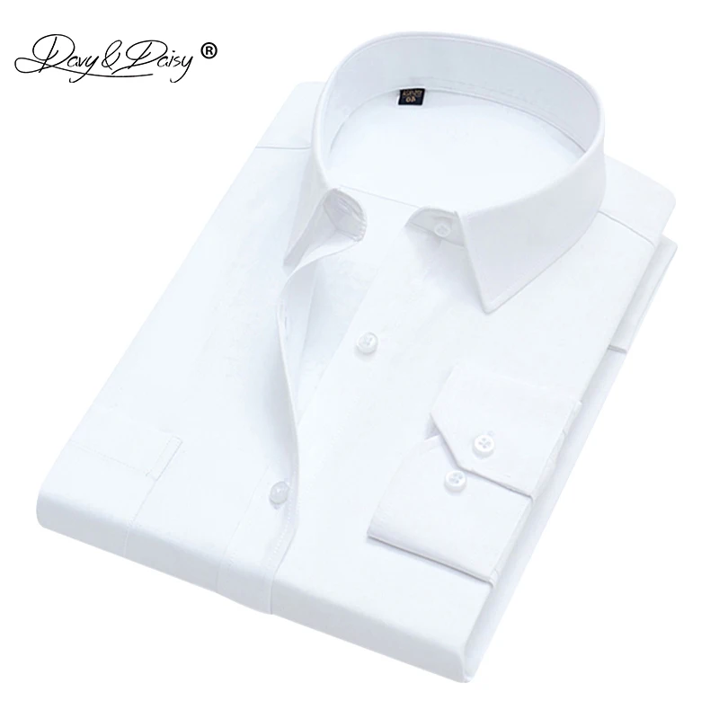 DAVYDAISY, новинка, 5xl, 6xl, 7xl, 8xl размера плюс, мужская рубашка, высокое качество, с длинным рукавом, рубашки, хлопок, для работы, белая, брендовая, DS332