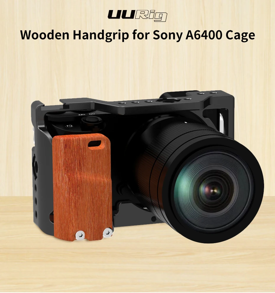 UURIG R009 деревянная рукоятка для sony A6400 A6300 металлическая клетка A6400 камера клетка стабилизатор аксессуары для зеркальных фотоаппаратов