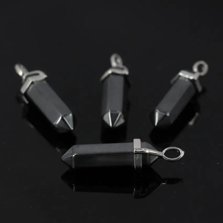 10 шт./лот черная Шестигранная Подвеска из гематита посеребренные граненые