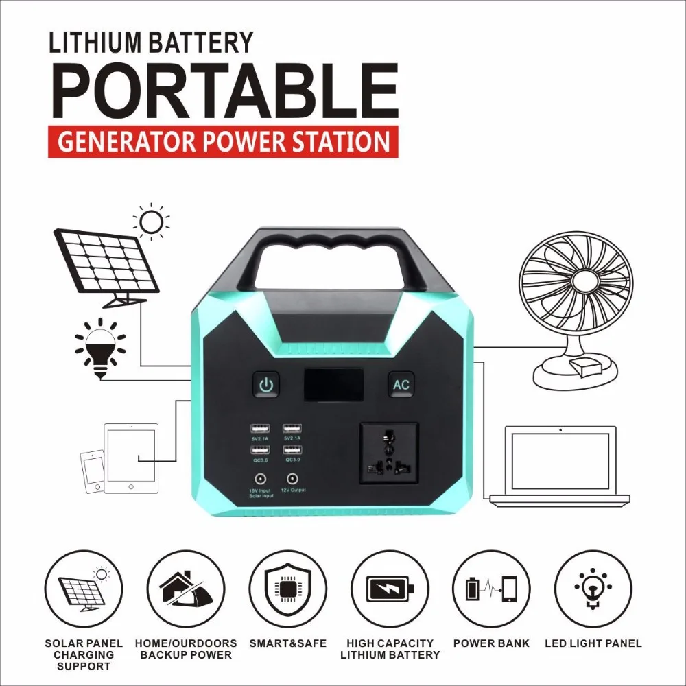 

Outdoor solar 100W household 110V/220V emergency energy storage power supply Power Bank Car Jump Starter 12V 2000A