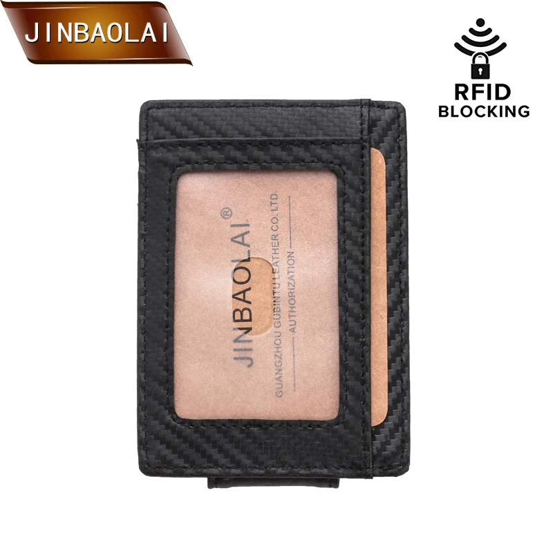 JINBAOLAI мужской кошелек Тонкий Магнитный из натуральной кожи зажим для денег
