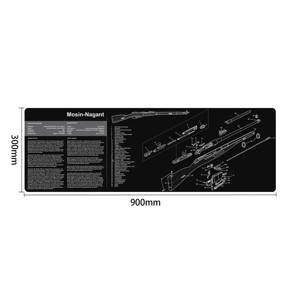 Mosin-Nagant MP-5 Mosin-Nagant K98k коврик для чистки ружья мягкая резина с схемой деталей и инструкциями оружейный коврик Ругер коврик для мыши - Цвет: Mosin-Nagant