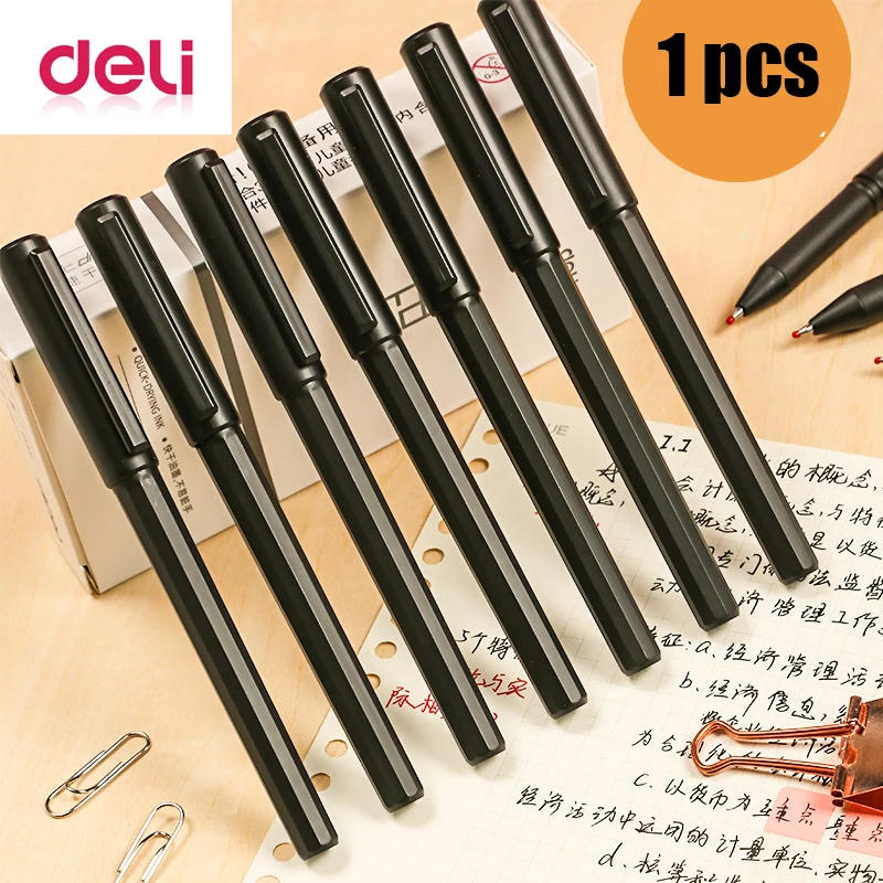 Deli 1 шт. быстросохнущая гелевая ручка 0 5 мм черные пули большой емкости карбоновая