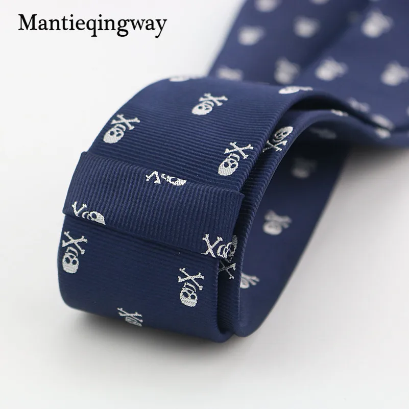 Mantieqingway модные череп галстук для Для мужчин 2017 Повседневное полиэстер узкий