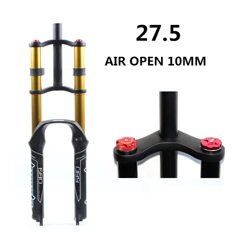 27.5 AIR OPEN HIMALO Велосипедная вилка 26/27. 5/29er MTB подвесная пневматическая вилка из магниевого сплава с двойным плечевым воздушным масляным замком прямая вилка для спуска - Цвет: 27.5 AIR OPEN