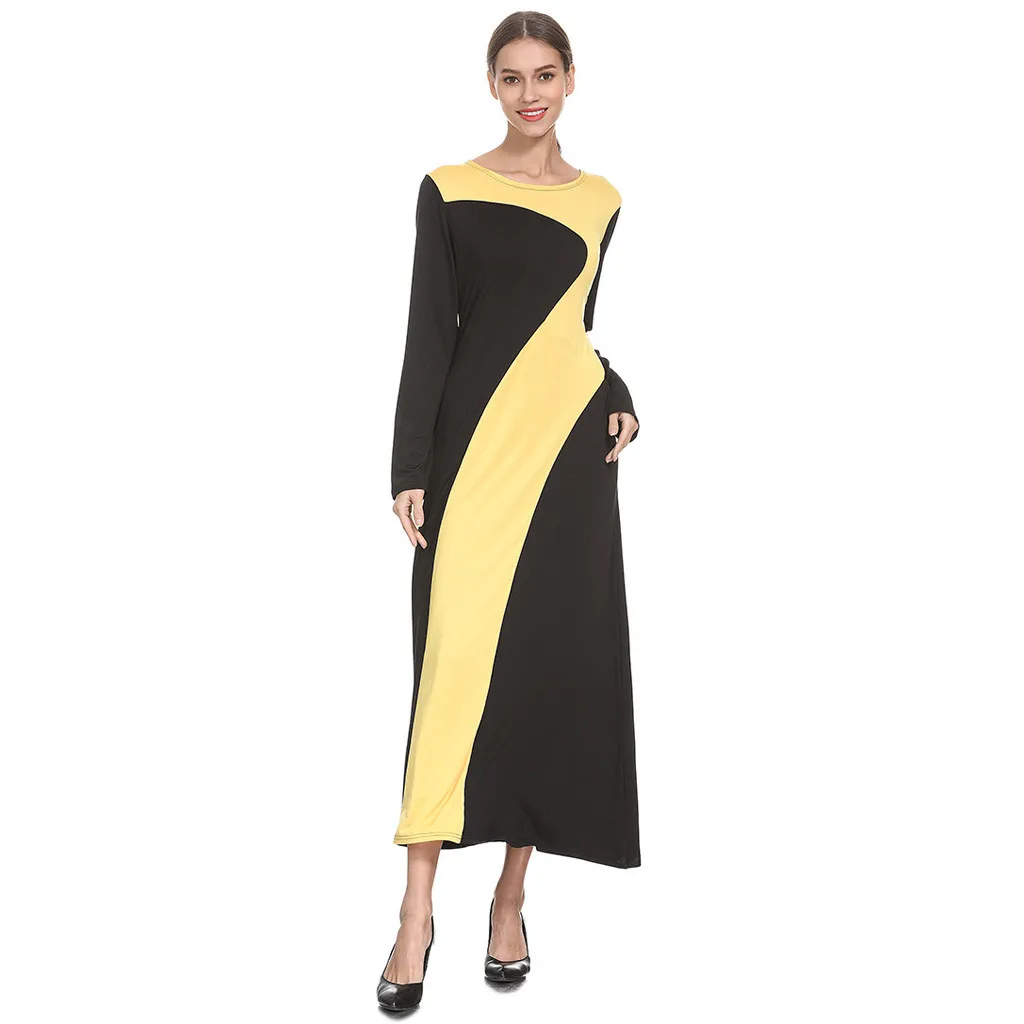 Женское модное элегантное платье мусульманское трикотажное с длинным рукавом