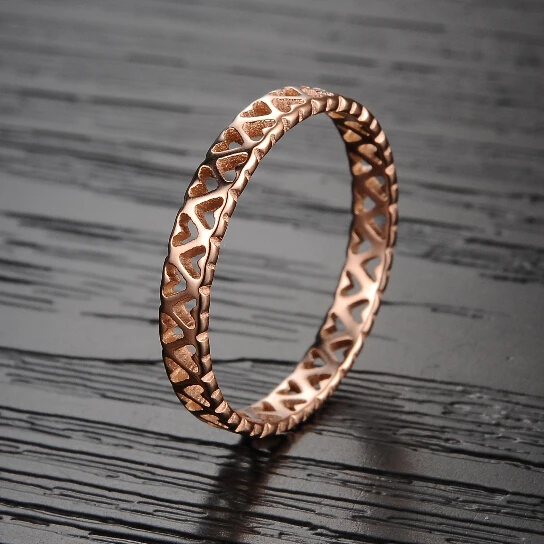 Женское ажурное кольцо Martick цвета розового золота из нержавеющей стали 316L с