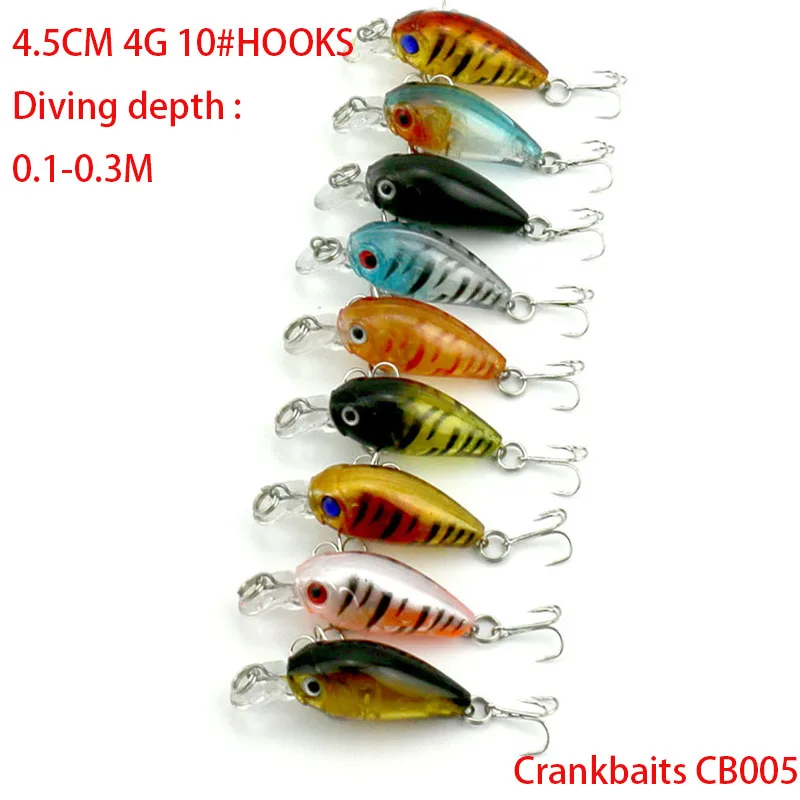 

90PCS crankbait fishing lures 4g 4.5cm 10#japan fishing hooks hard plastic diving fishing baits bass pike pesca fishing tackles