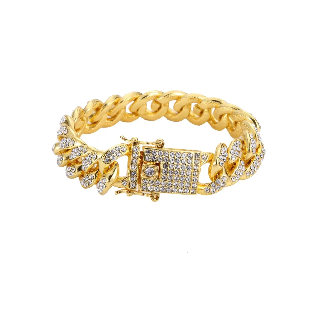 Горячая хип-хоп Iced Out Bling CZ мужской браслет Мода 18-20 см Длинные Браслеты из США кубинские мужские ювелирные изделия Хип-хоп подарки