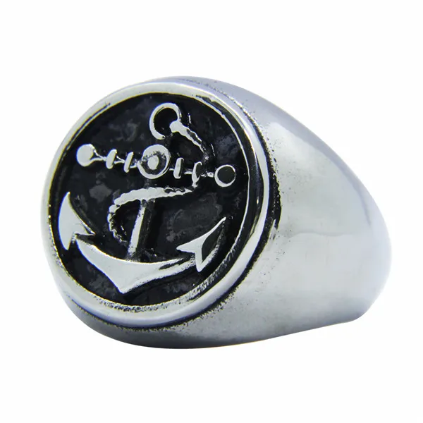 Прямая поставка 2018 большое круглое кольцо с якорем в особым стиле мужские