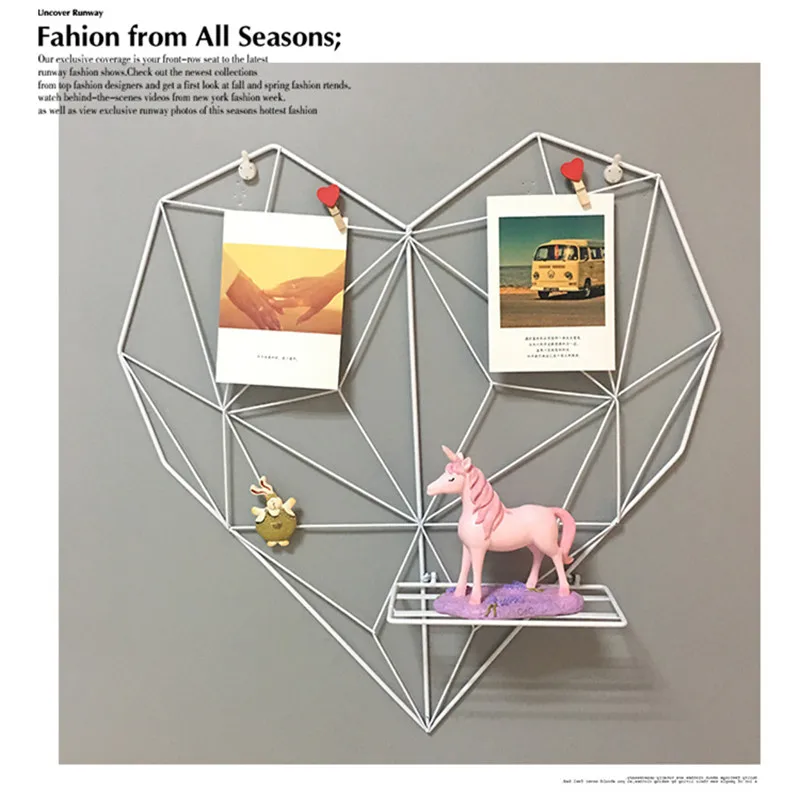 Многофункциональная железная настенная стойка в форме сердца, украшение для дома, настенная стойка в форме сердца, металлическая рамка, фотооткрытка, подвесная