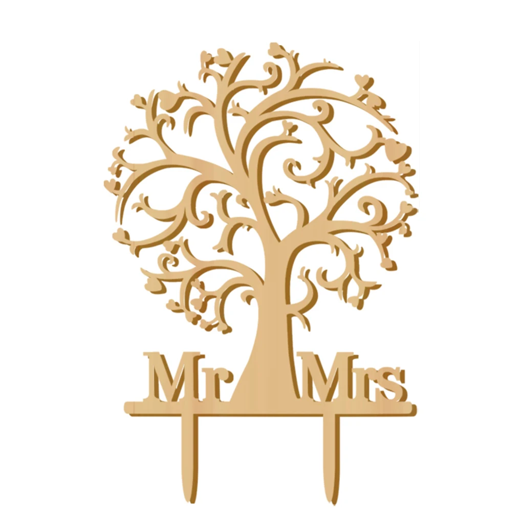 Деревянный свадебный торт Топпер Mr& Mrs дерево торт топперы Свадебный Праздничный торт Декор