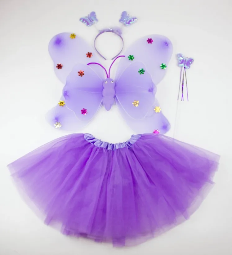 Бесплатная доставка Розовый Зеленый 4 шт в наборе принцесса набор виде крыльев