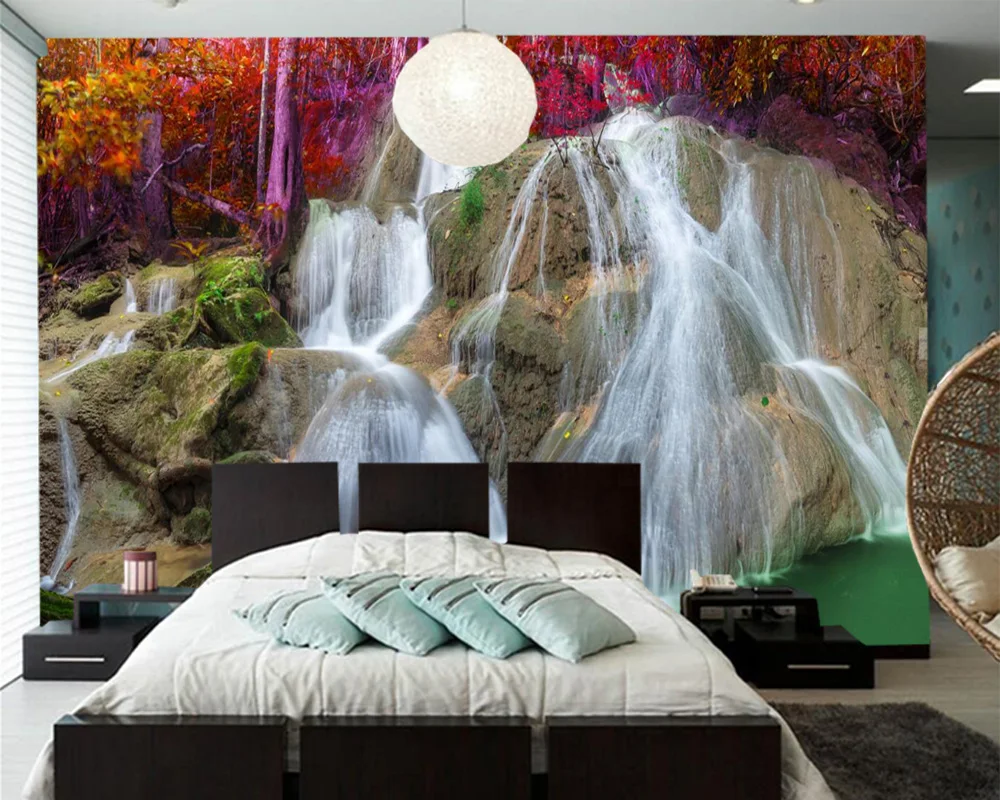 Водопад Crag природа фото 3d обои фрески Papel де parede гостиная ТВ диван настенная