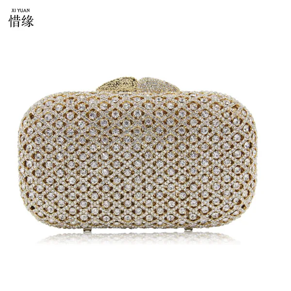 Кошелек XIYUAN Женский с золотыми стразами и стразами|handbag purse|silver handbagevening bags |