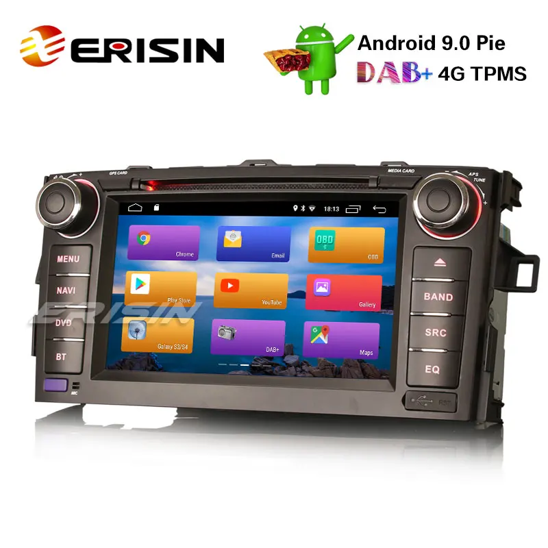 Erisin ES2917A 7 &quotDAB + Android 9 0 пирог автомобильный стерео gps WiFi DVR TPMS Sat Nav 4G для TOYOTA AURIS 07