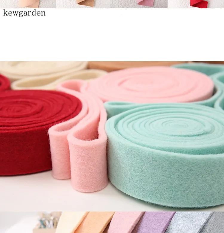 Kewgarden Handmade Tape Wool Felt Fabric Ribbons DIY Bowknot Flower Ribbon 50MM 2&quot Accessories Gift Bouquet 5 Meters | Дом и сад