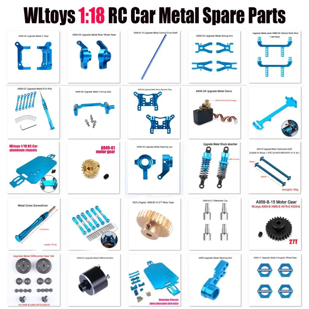 WLtoys 1:18 RC автомобиль запасные Запчасти A959/A959 B/A969 обновления металл сплав