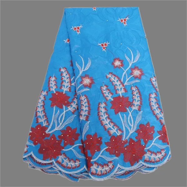 Удивительный цветок вышивка хлопок Африканский Базен кружевной ткани для