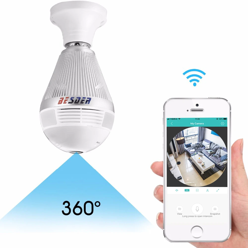 IP камера BESDER панорамная 3 Мп Wi Fi 360 градусов|360 degree fisheye|security ipcard slot |