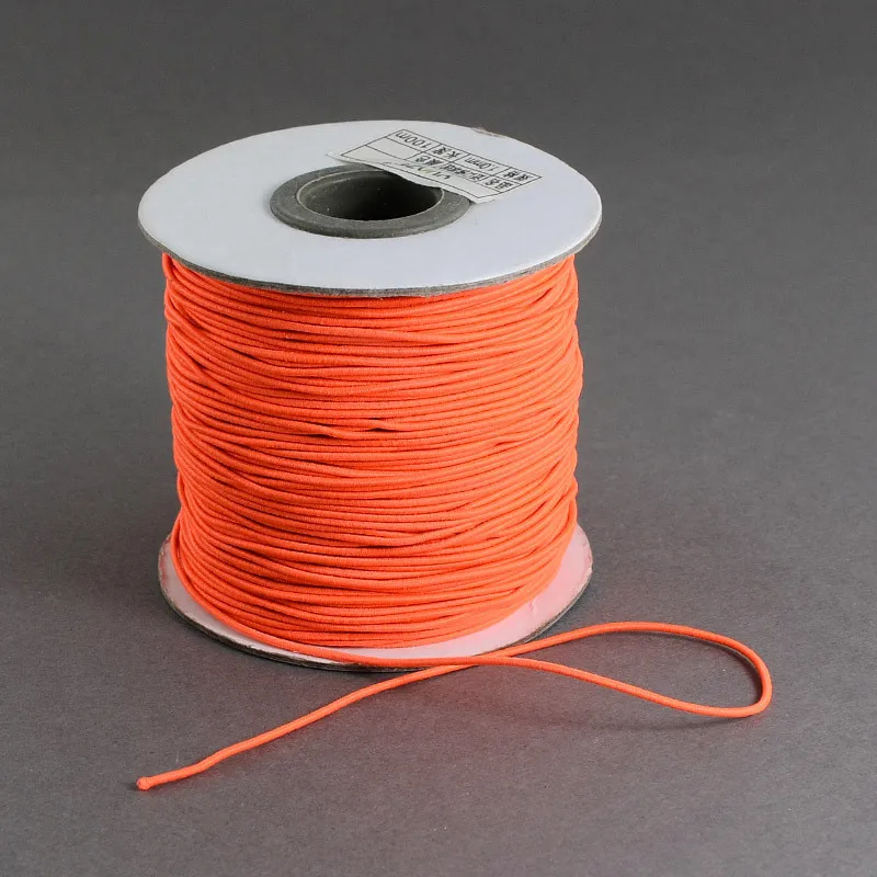 OrangeRed 100 м/рулон 1 мм 2 мм цветной круглый эластичный волокнистый шнур с нейлоновой наружной и резиновой внутренней частью для изготовления ювелирных изделий DIY F83 - Цвет: OrangeRed