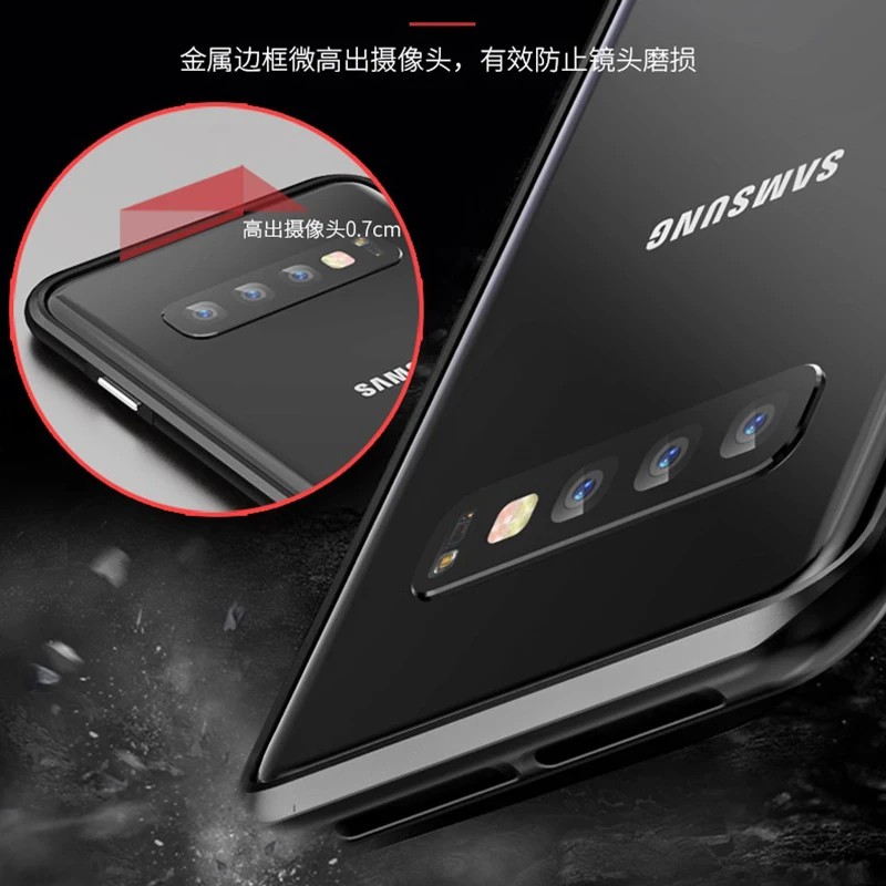 360 Передний + задний стеклянный защитный Магнитный чехол для Samsung S10 Plus S10E A30 A50 A70 A7