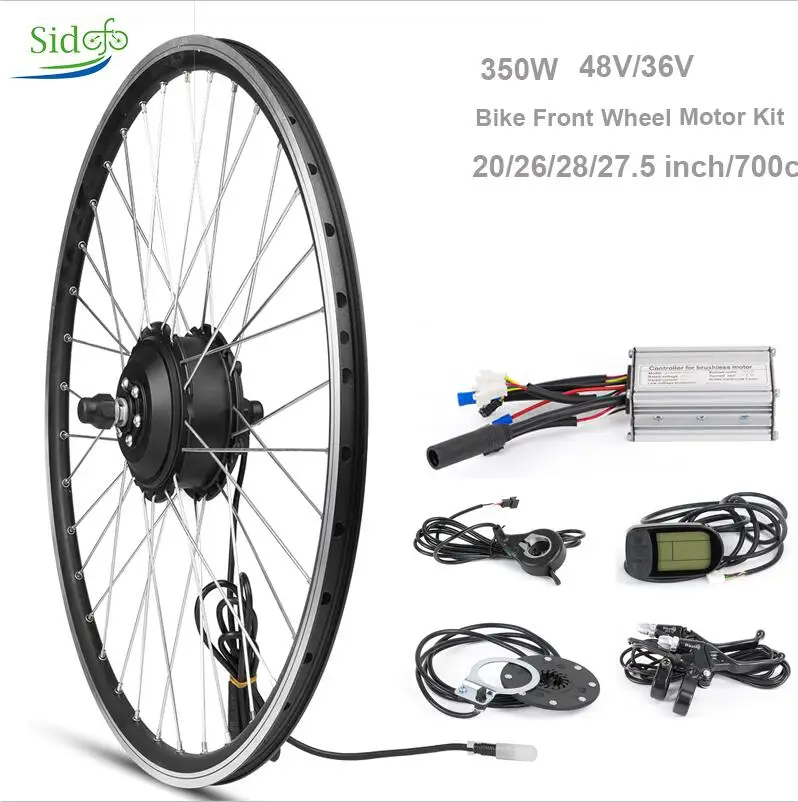 26 inch wheel 48 V 36 V/48 V 350W двухколесного велосипеда велосипедная ступица мотор электрический контроллер 20/24/26/27,5/28 дюймов переднее колесо велосипеда мотор 700 Велоспорт BLDC комплект - Цвет: 26 inch wheel 48 V