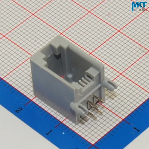 100 шт. серый 4P4C RJ10 RJ11 Женский PCB телефон модульный разъем для телефона Разъем