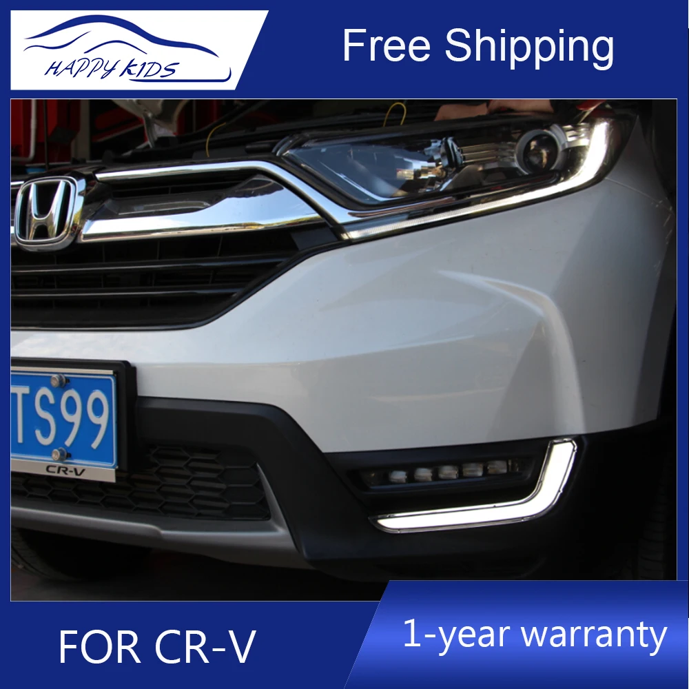 Автомобильный стилизующий светодиодный ДХЛ для Honda CRV CR-V 2016-2018 светодиодные светильники дневного хода 12 В водонепроницаемые с сигнальной противотуманной лампой.
